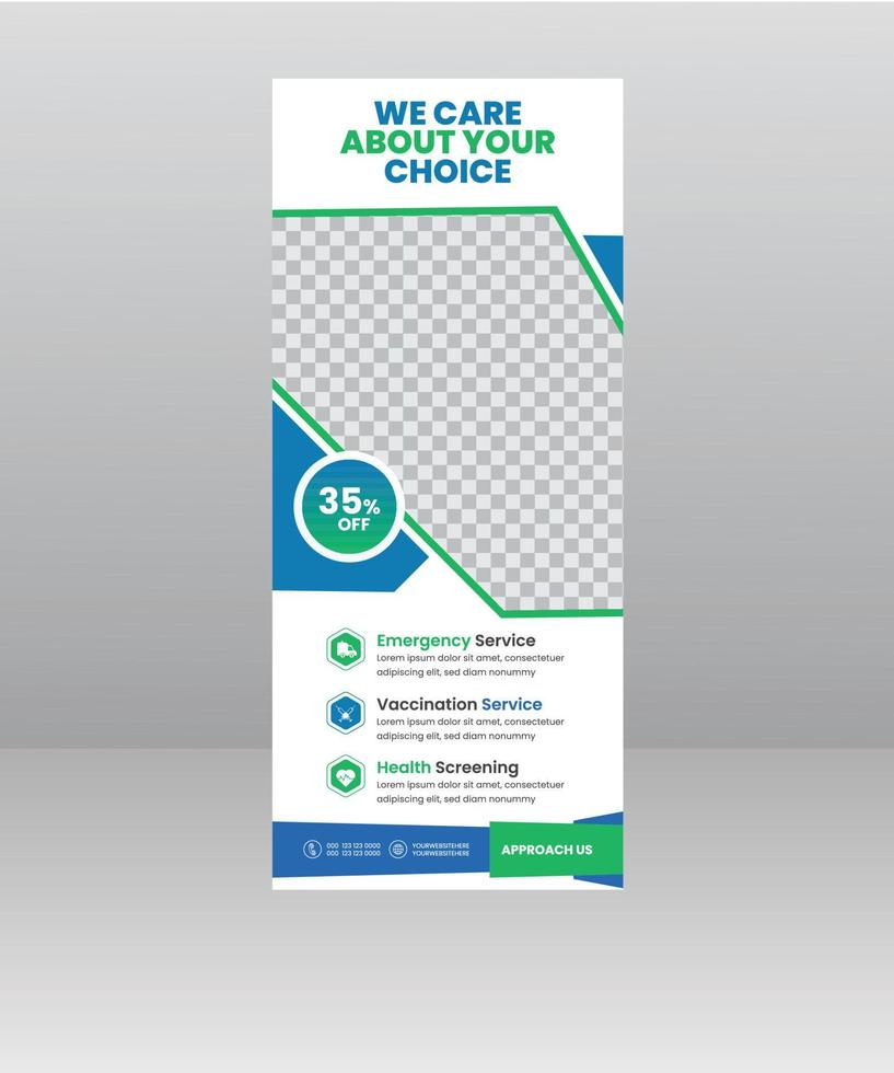 medizinische Roll-up-Cover-Design-Vorlage Post-Healthcare-Banner-Ständer vektor