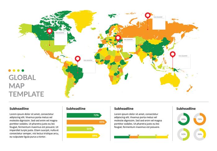 Globaler Karten-Infographic-Schablonen-freier Vektor