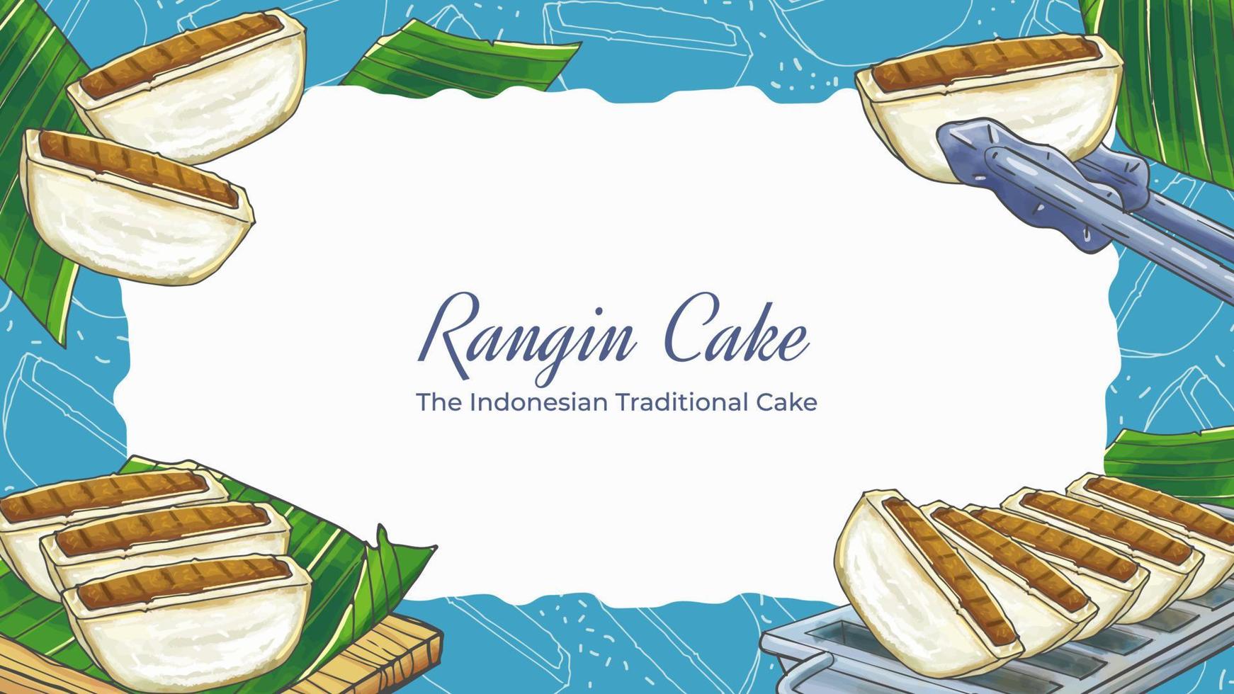 hand gezeichneter rangin der indonesische traditionelle kuchenhintergrund vektor