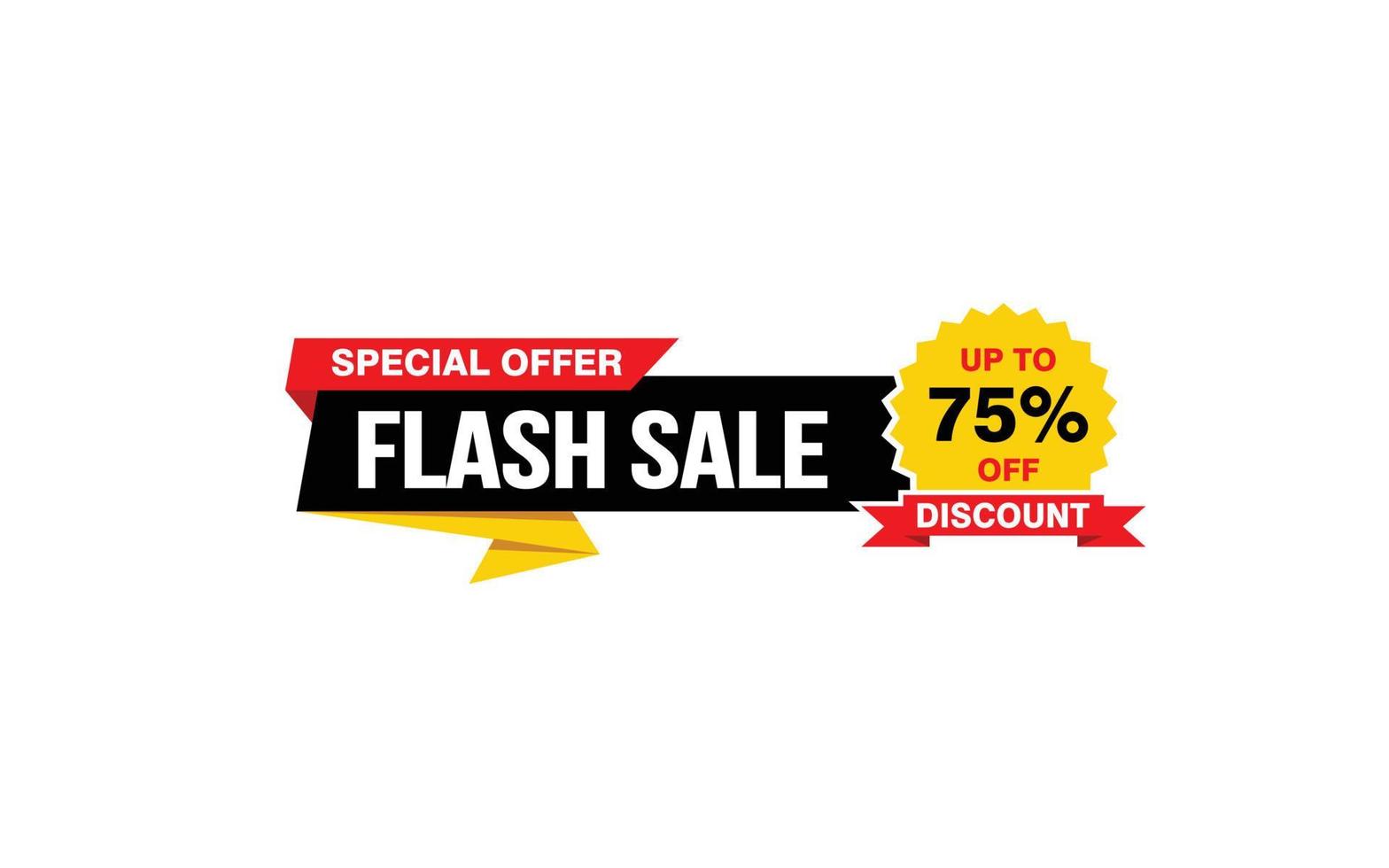 75-prozentiges Flash-Verkaufsangebot, Ausverkauf, Werbebanner-Layout mit Aufkleberstil. vektor