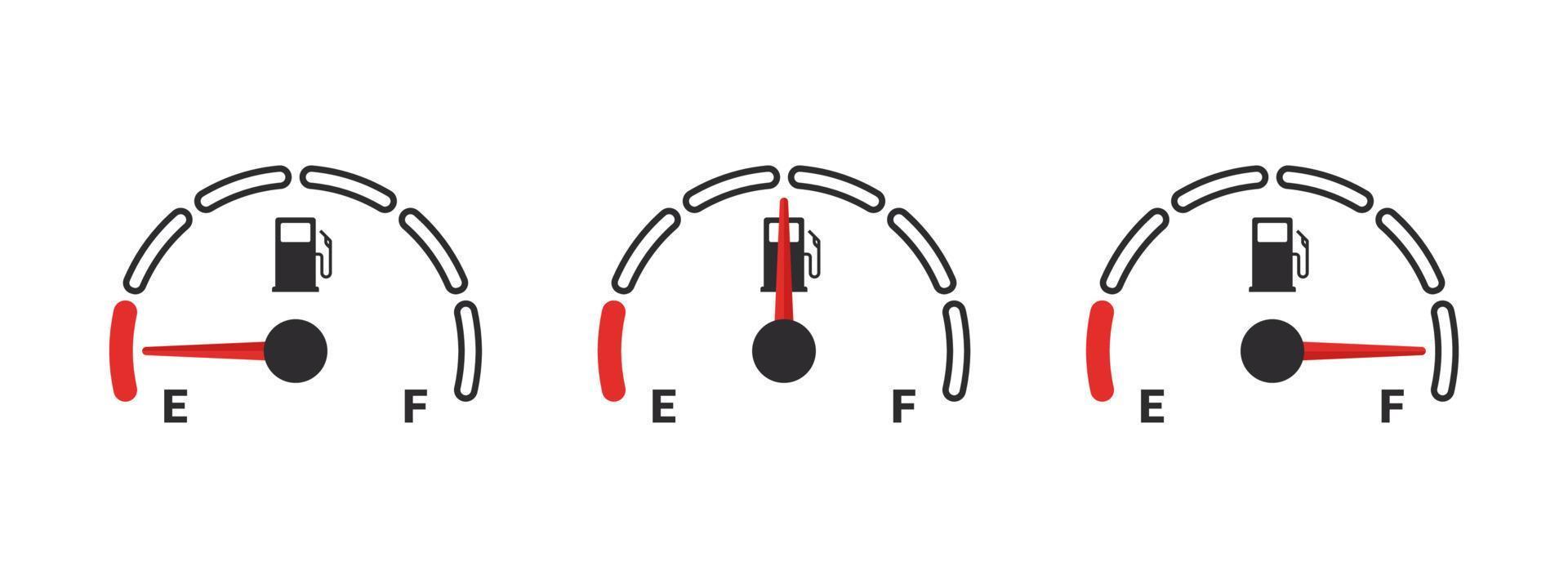 Kraftstoffsymbole anzeigen. Benzinanzeige. Konzept der Kraftstoffanzeige. Vektor-Illustration vektor