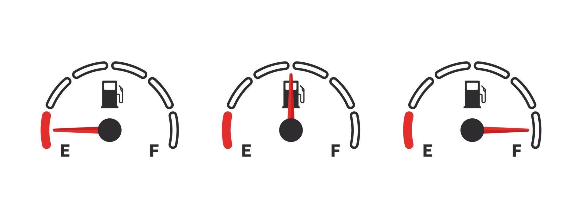 mätare bränsle ikoner. bensin indikator. bränsle indikator begrepp. vektor illustration