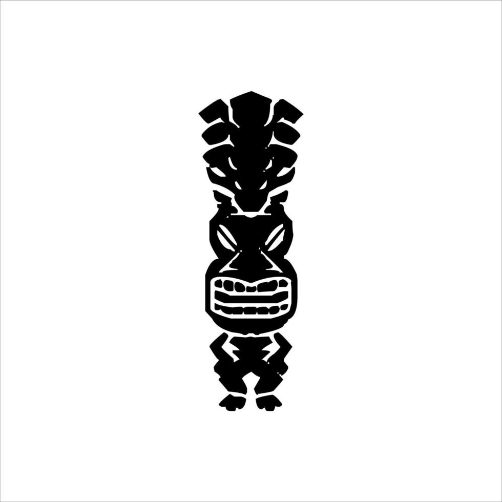 silhuett av tiki idol ikon. enkel illustration av en tiki idol ikon för webb design isolerat på en vit bakgrund, tiki stam- trä- mask, tropisk exotisk växt och bambu styrelse. traditionell hawaii vektor