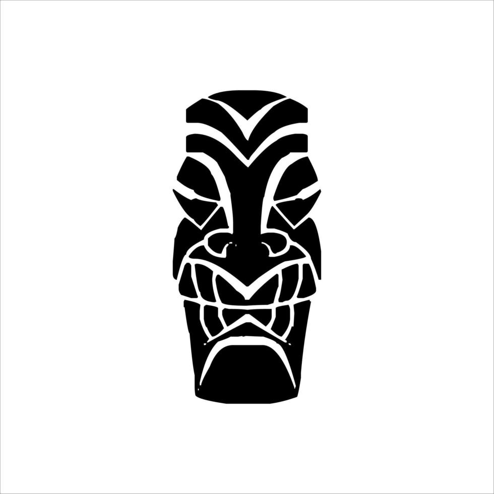 silhuett av tiki idol ikon. enkel illustration av en tiki idol ikon för webb design isolerat på en vit bakgrund, tiki stam- trä- mask, tropisk exotisk växt och bambu styrelse. traditionell hawaii vektor