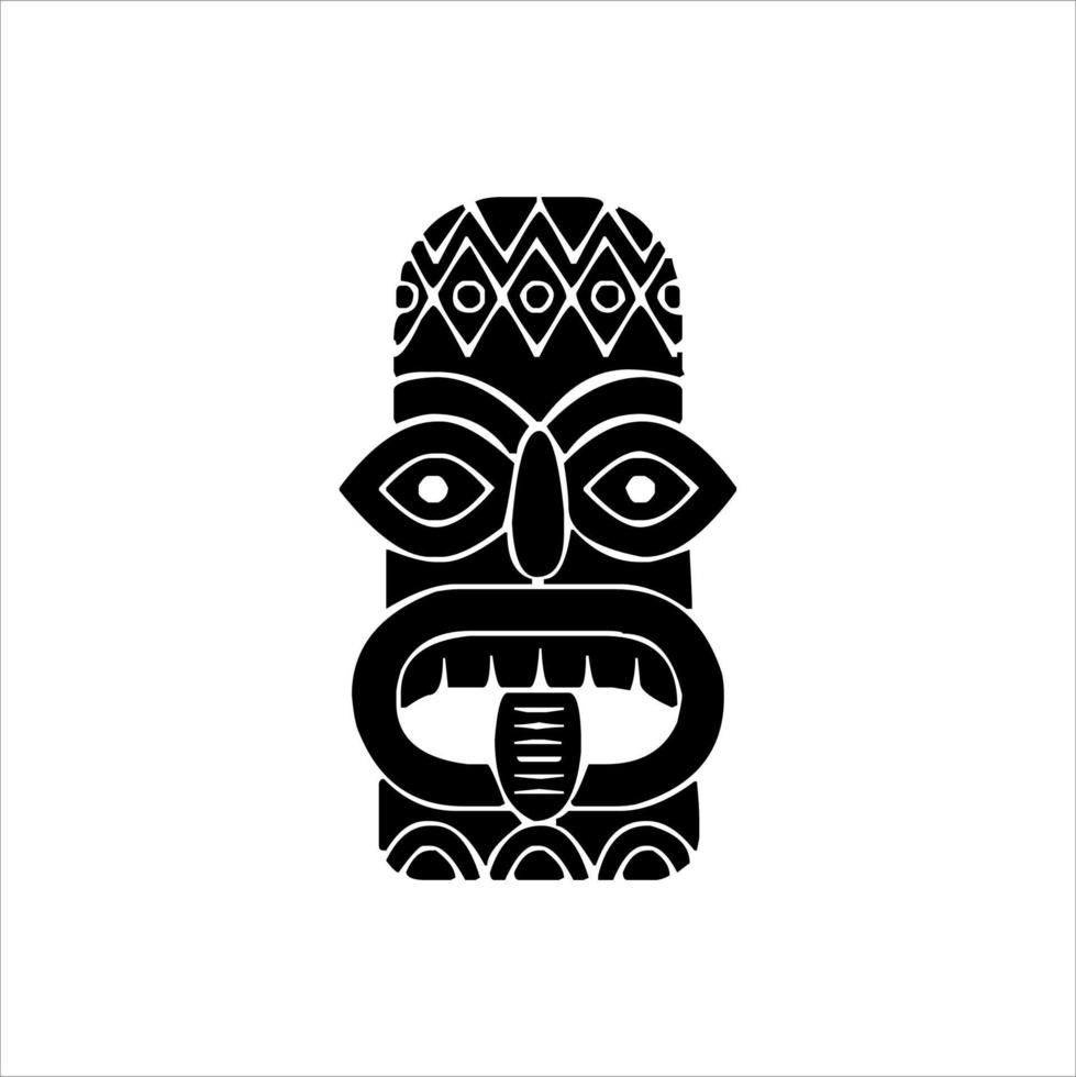 silhuett av tiki idol ikon. enkel illustration av en tiki idol ikon för webb design isolerat på en vit bakgrund, tiki stam- trä- mask, tropisk exotisk växt och bambu styrelse. traditionell hawaii vektor