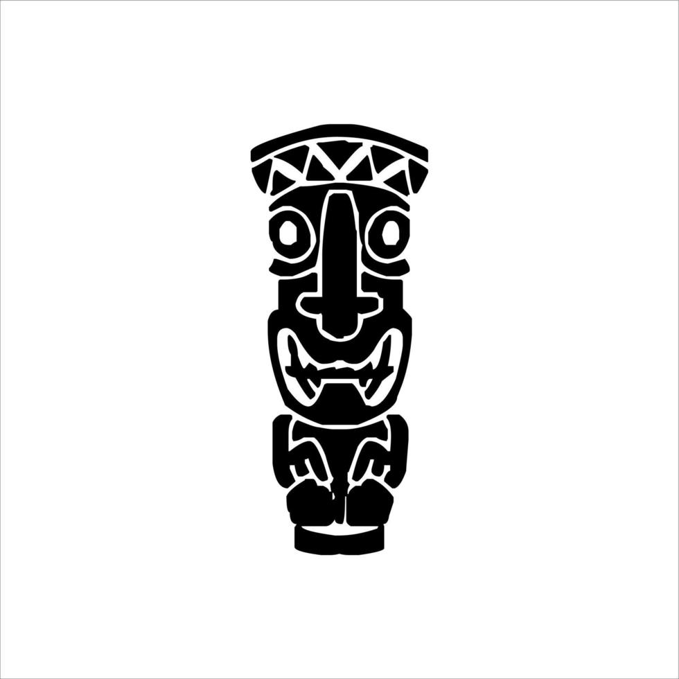 silhuett av tiki idol ikon. enkel illustration av en tiki idol ikon för webb design isolerat på en vit bakgrund, tiki stam- trä- mask, tropisk exotisk växt och bambu styrelse. traditionell hawaii vektor