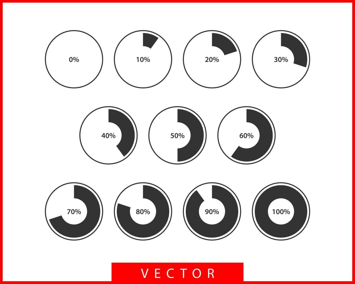 Symbole für Kreisdiagramme festlegen. Kreisdiagrammvektor. Sammlung Diagramme Grafiken Logo-Vorlage. flaches Design. vektor