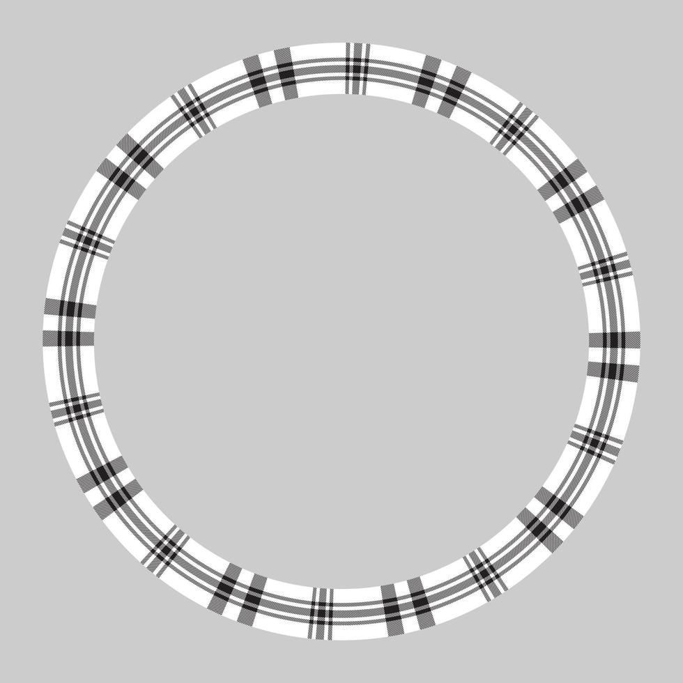 Design-Vorlage für runde Rahmenvektor-Vintage-Muster. kreisrand entwirft karierte stoffstruktur. schottischer Tartan-Hintergrund für Collagenkunst, GIF-Karte, Kunsthandwerk. vektor