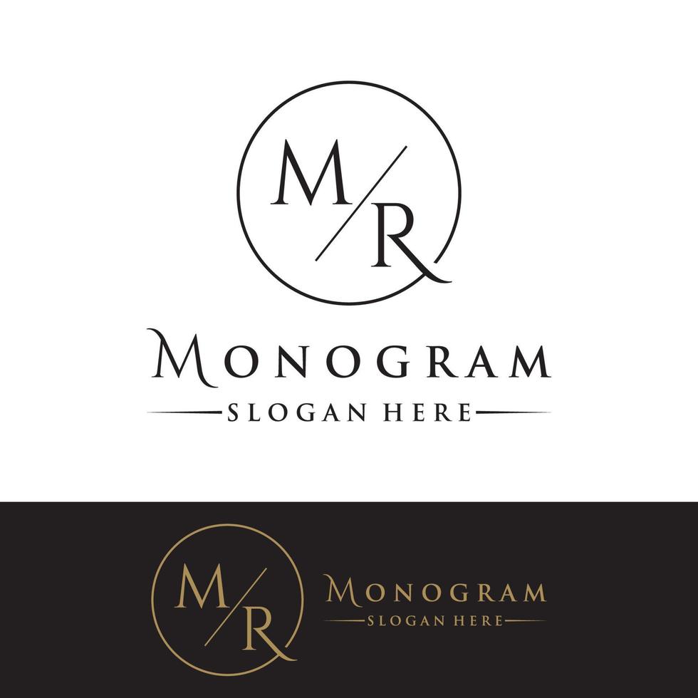 Luxus-Buchstabenlogo mr, rm, m, r mit einem eleganten, modernen und einzigartigen Monogramm. Logo für Visitenkarte, Geschäft, Marke, Firma. vektor