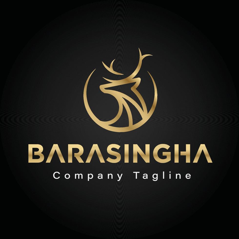 barasingha, hirschgoldenes logo minimal vektor