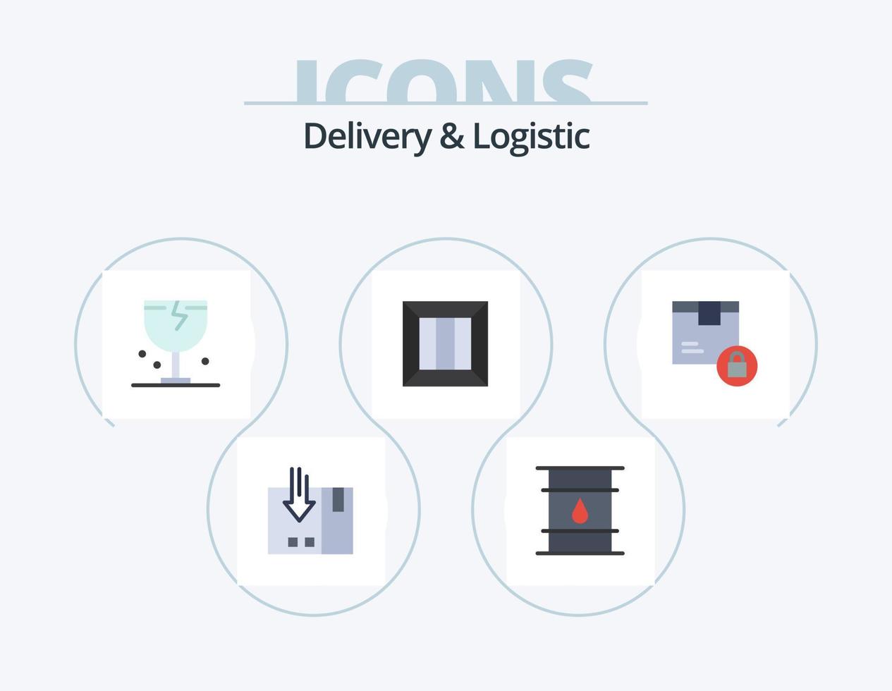 Lieferung und Logistik Flat Icon Pack 5 Icon Design. Lieferung. Kasten. Lieferung. Versand. zerbrechlich vektor