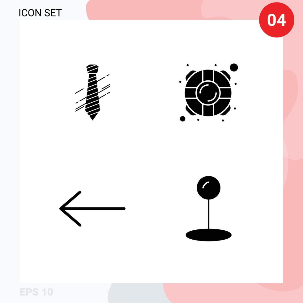 modern uppsättning av 4 fast glyfer pictograph av slips pil mode liv Kartor redigerbar vektor design element