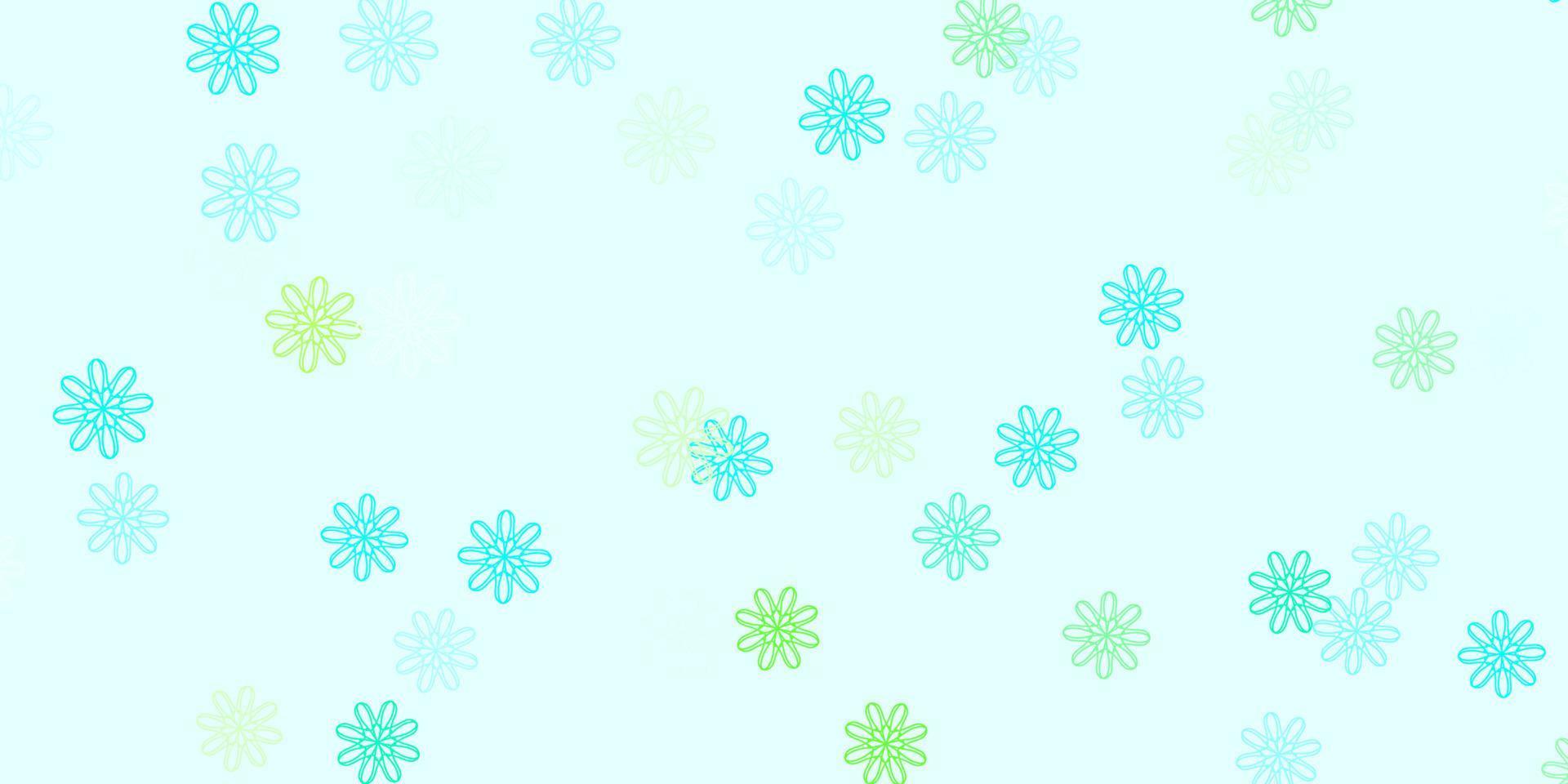 ljusblå, grön vektor naturlig layout med blommor.