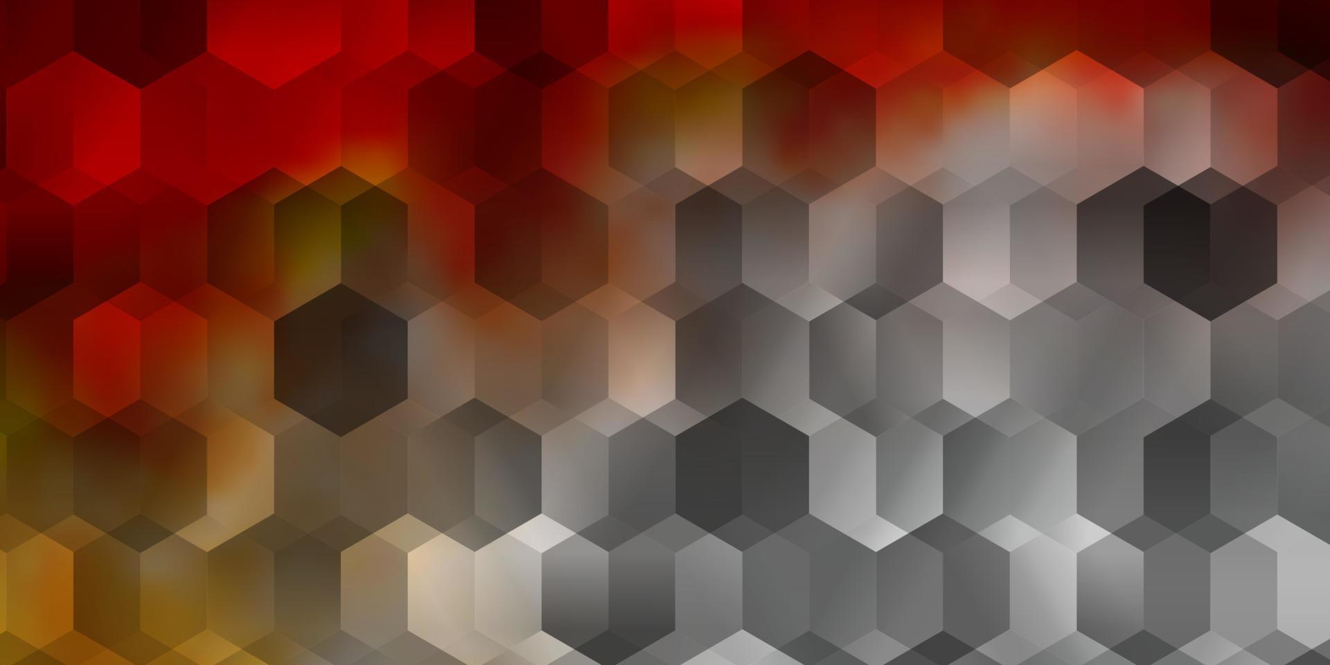 ljus orange vektor bakgrund med uppsättning hexagoner.