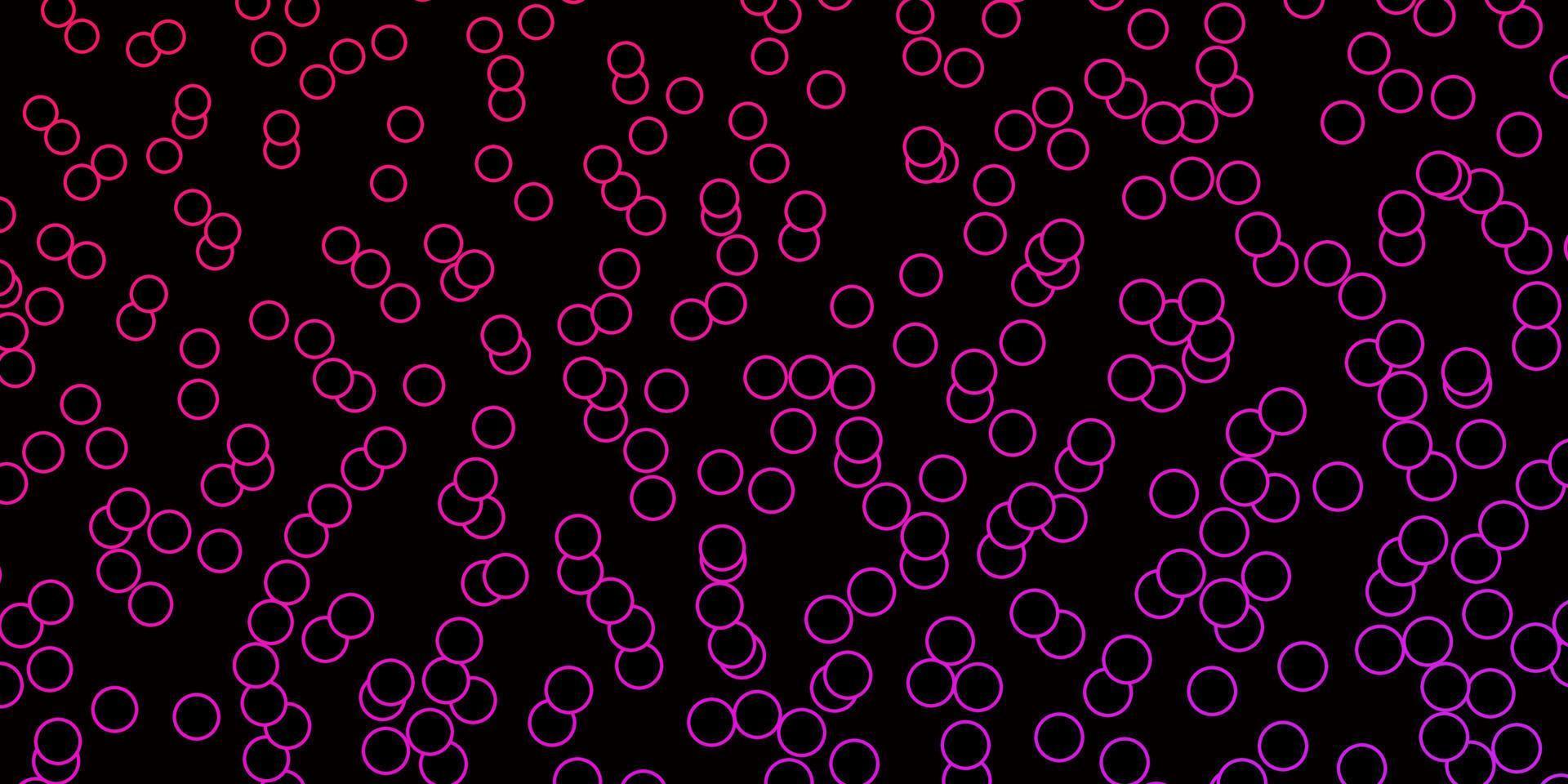mörk lila, rosa vektor bakgrund med cirklar.