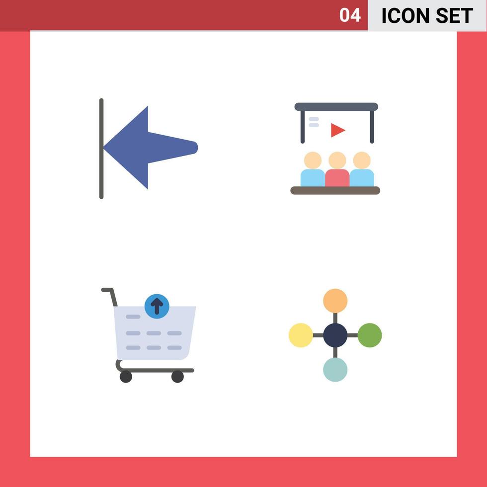 platt ikon packa av 4 universell symboler av pil e-handel presentation team central redigerbar vektor design element