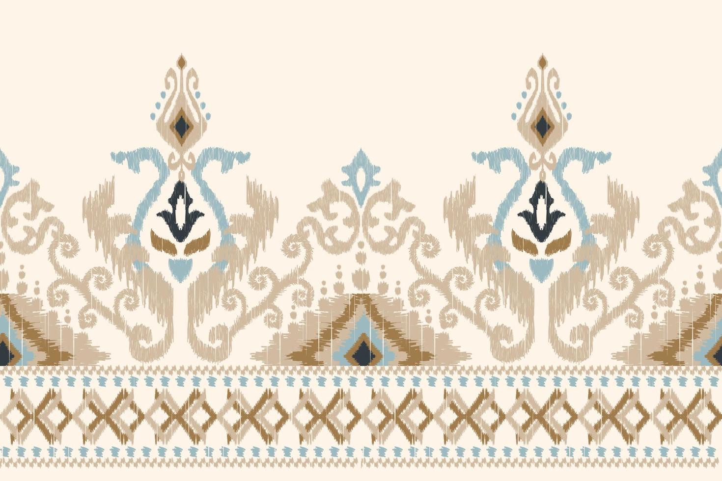 ikat-blumenpaisley-stickerei auf weißem hintergrund.geometrisches ethnisches orientalisches muster traditionell.aztekische stilabstrakte vektorillustration.design für textur,stoff,kleidung,verpackung,dekoration,sarong vektor