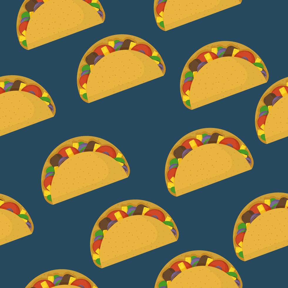 sömlös mönster med taco. nationell mexikansk mat. illustration av latin amerikan maträtt vektor