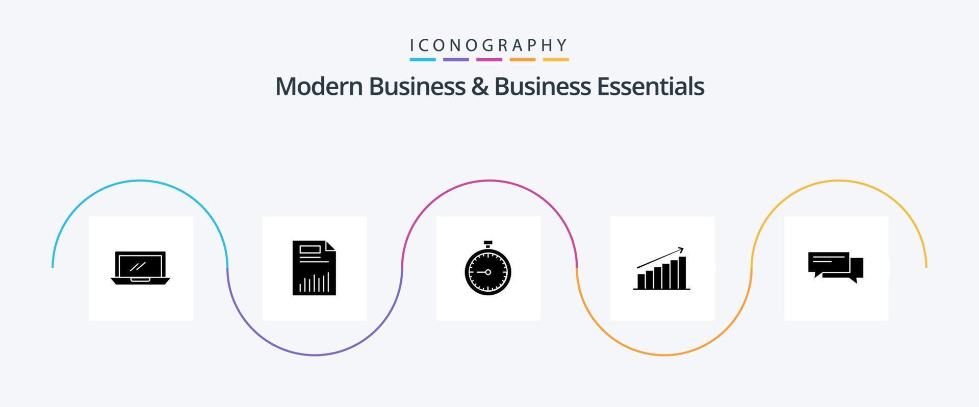 Modern Business und Business Essentials Glyph 5 Icon Pack inklusive Timer. schnell. Finanzen. schnell. Stoppuhr vektor