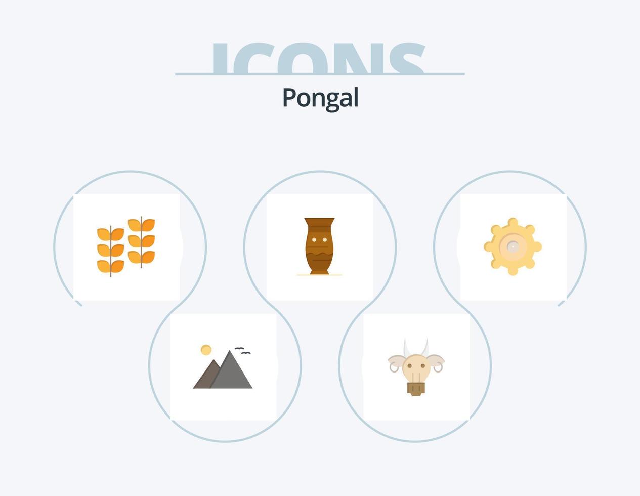 pongal platt ikon packa 5 ikon design. Indien. kultur. indiska. keramisk. växt vektor
