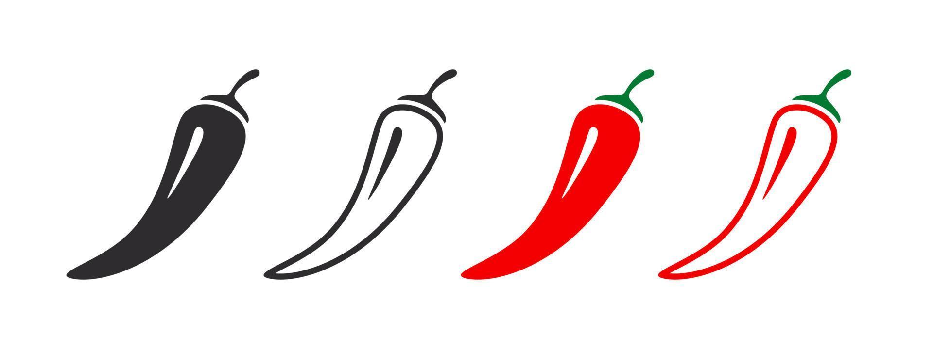 varm naturlig chili peppar symboler. uppsättning av röd kryddad chili paprika. kryddad och varm. vektor illustration