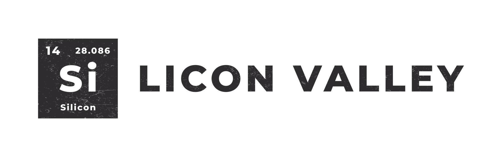 Silicon Valley-Logo-Konzept. Element des Periodensystems Silizium. Vektor-Illustration vektor