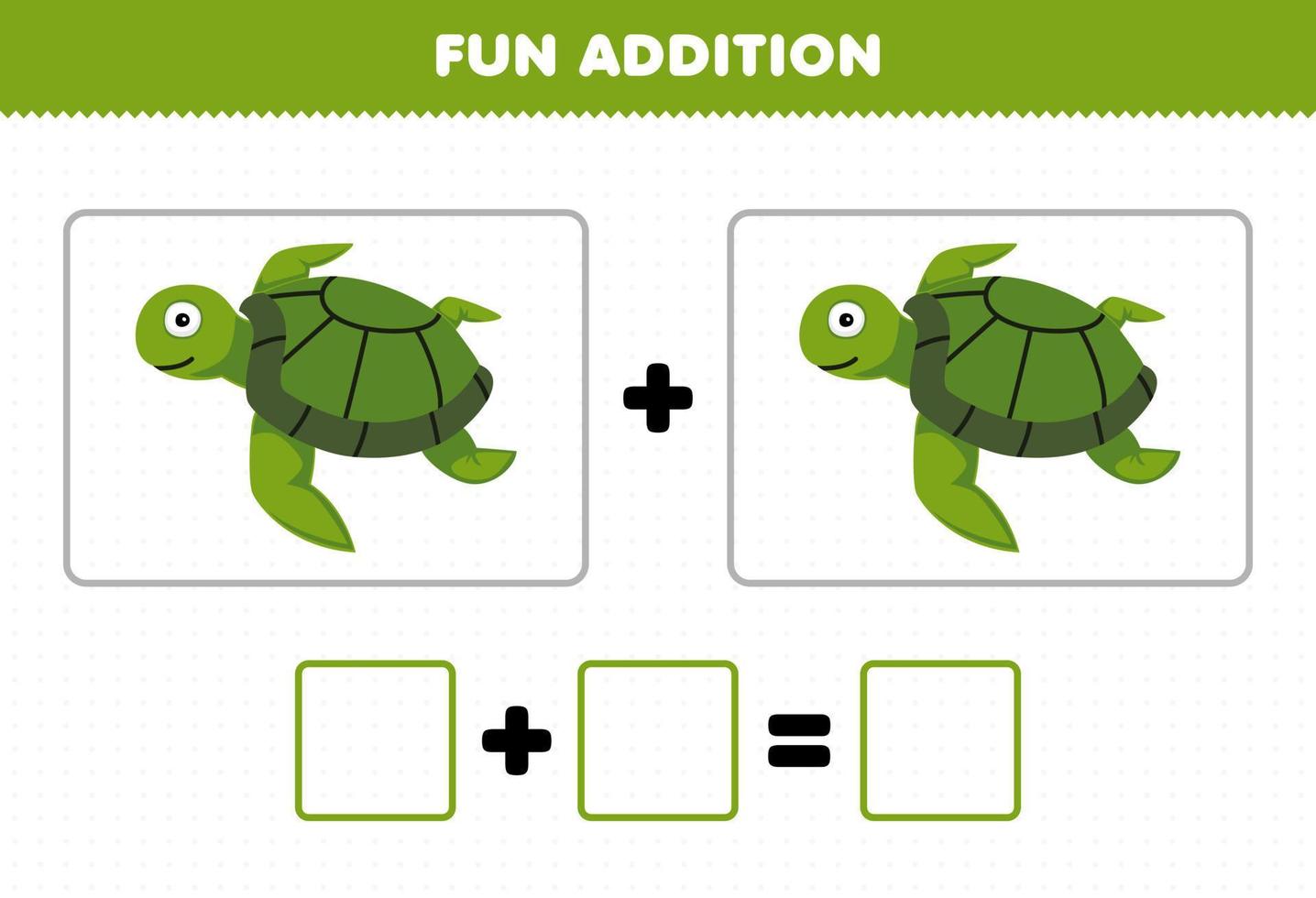 utbildning spel för barn roligt tillägg förbi räkning söt tecknad serie sköldpadda bilder tryckbar under vattnet kalkylblad vektor
