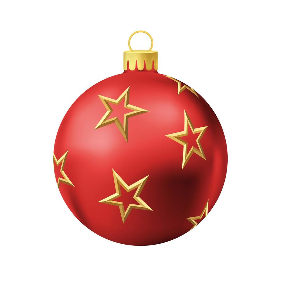 röd jul träd boll med guld stjärna vektor