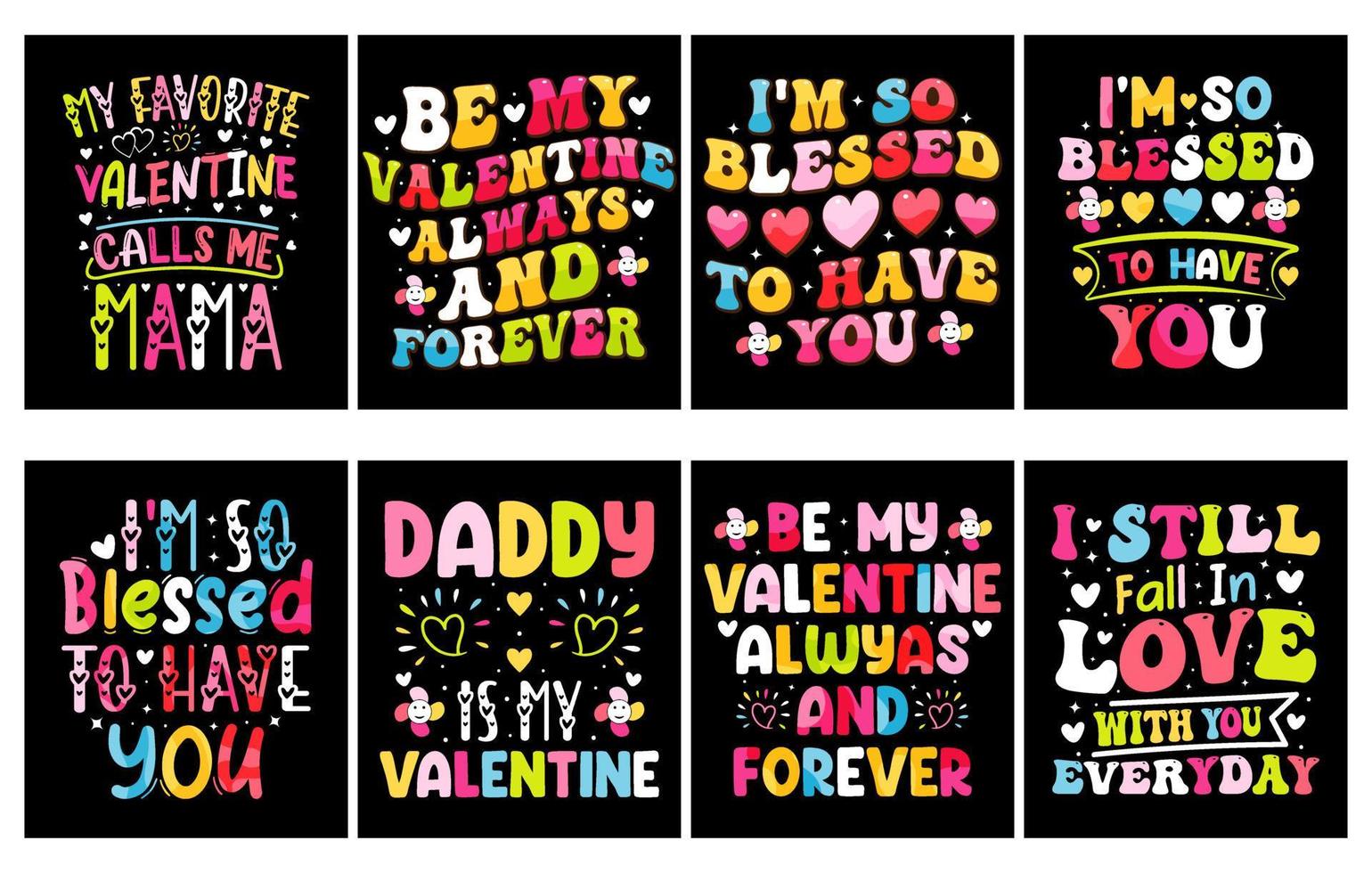 Valentinstag-T-Shirt-Design-Bundle, Satz von Valentinstag-T-Shirts, Färbung von Valentinstag-T-Shirts vektor