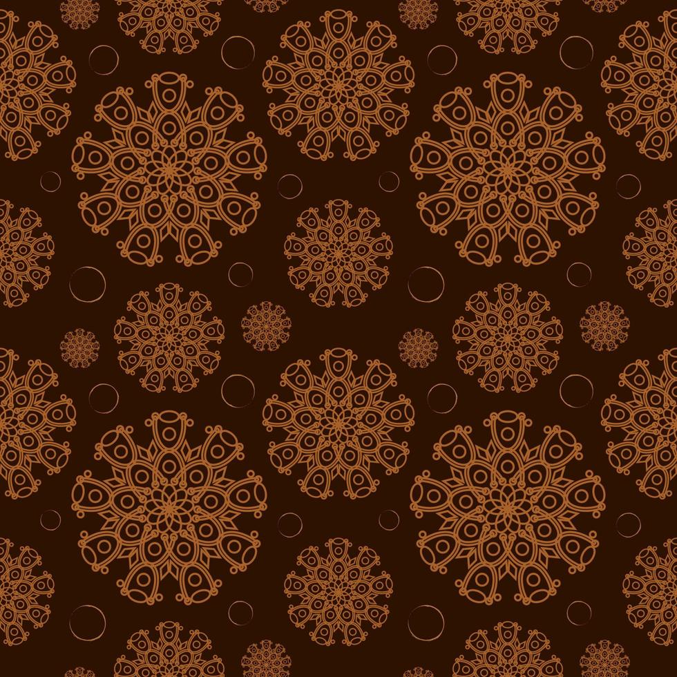 Batik-Indonesien-Stoff-Design-Vorlage. schönes nahtloses abstraktes geometrisches Blumenmuster. retro stilvolles grafikdesign. Kachelbare braune Vintage-Verzierung vektor