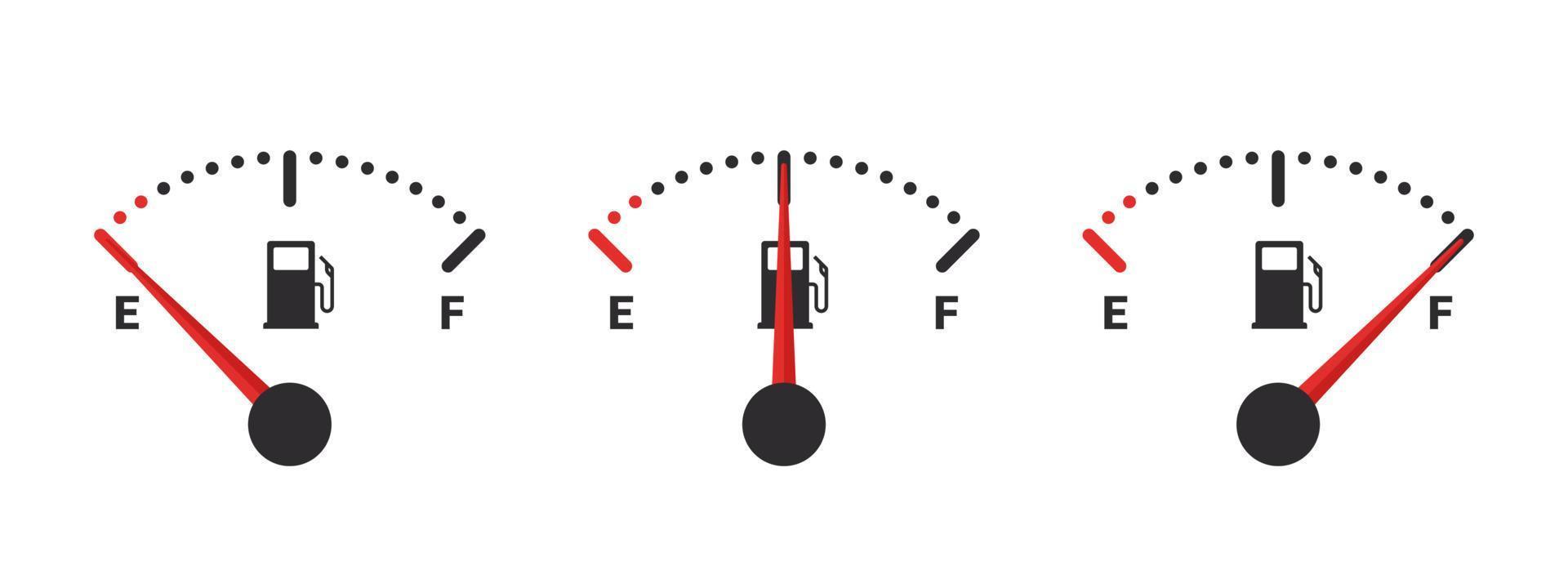 bränsle mätare ikoner. bensin indikator. bränsle indikator begrepp. vektor illustration