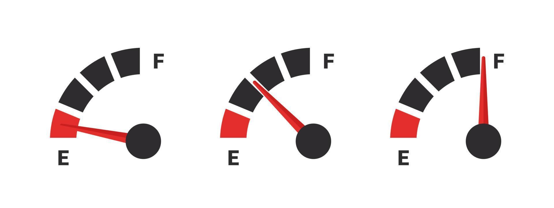 bränsle mätare skalor ikoner. bensin indikator. bränsle indikator begrepp. vektor illustration