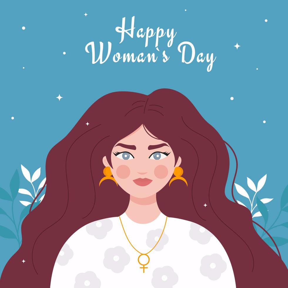 Alles Gute zum Tag der Frauen. Frauenporträt mit langen Haaren vektor