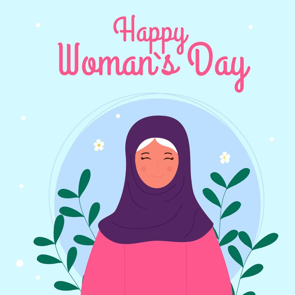 Lycklig internationell kvinnors dag. en kvinna i en hijab vektor