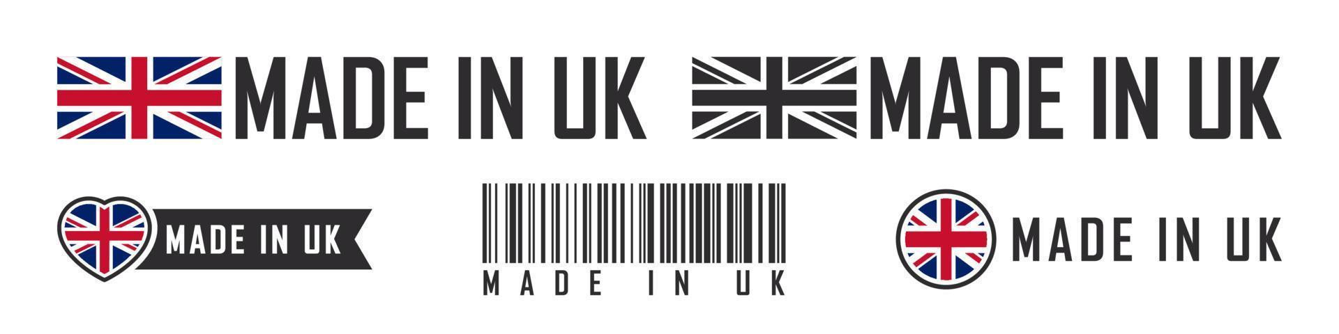 Made in United Kingdom Logo oder Etiketten. großbritannien produktembleme. Vektor-Illustration vektor