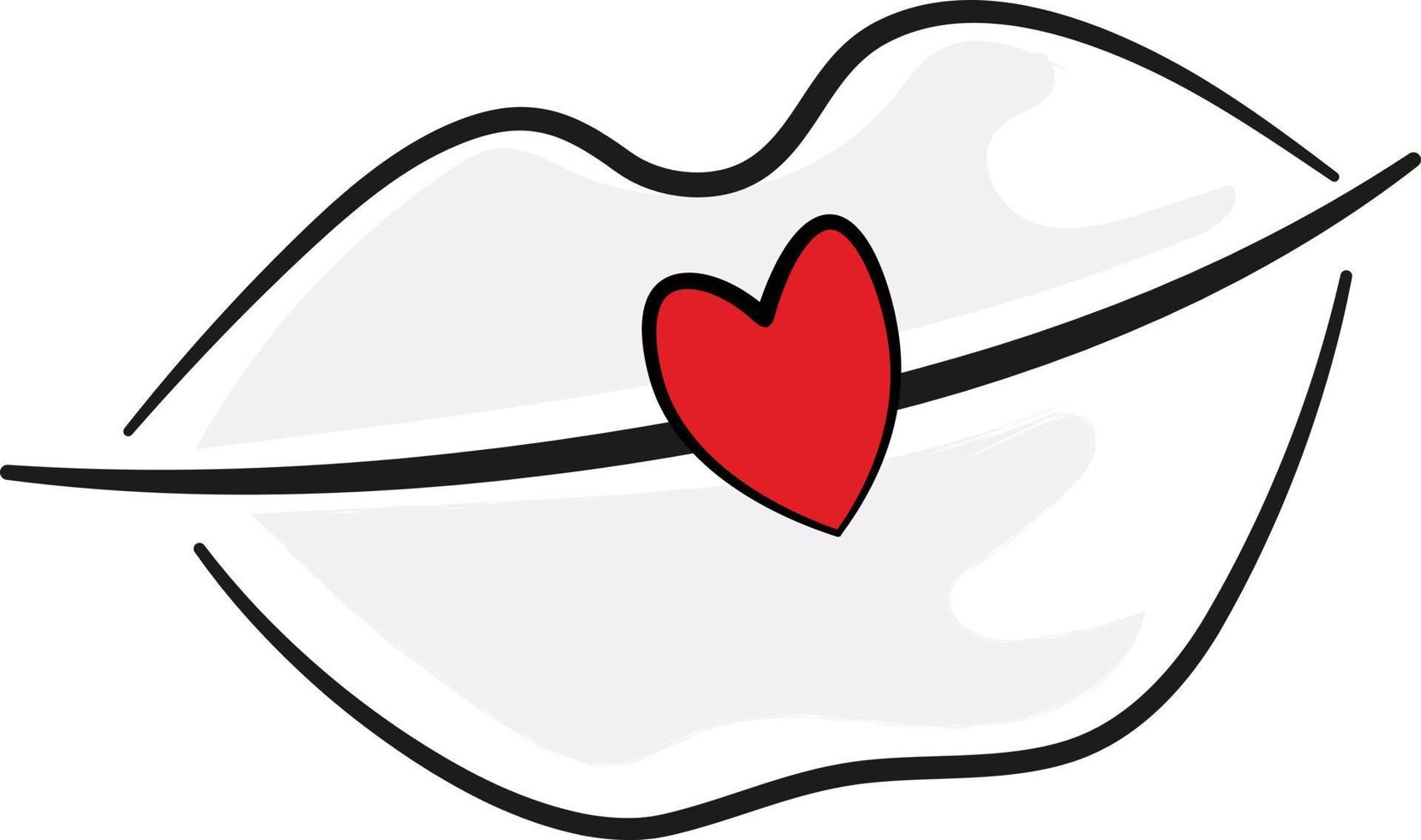 Lippen zeichnen in Strichzeichnungen im Doodle-Stil. Kuss-Symbol zum Valentinstag. vektor