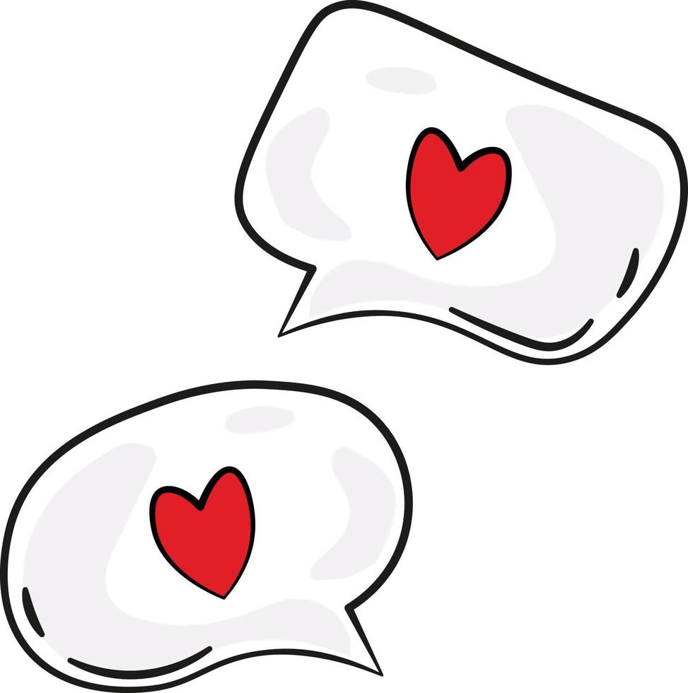 söt chatt bubblor eller chatt ballonger med hjärta ikon. kärlek meddelande varna ui ux ikoner. hjärtans dag grafisk. vektor