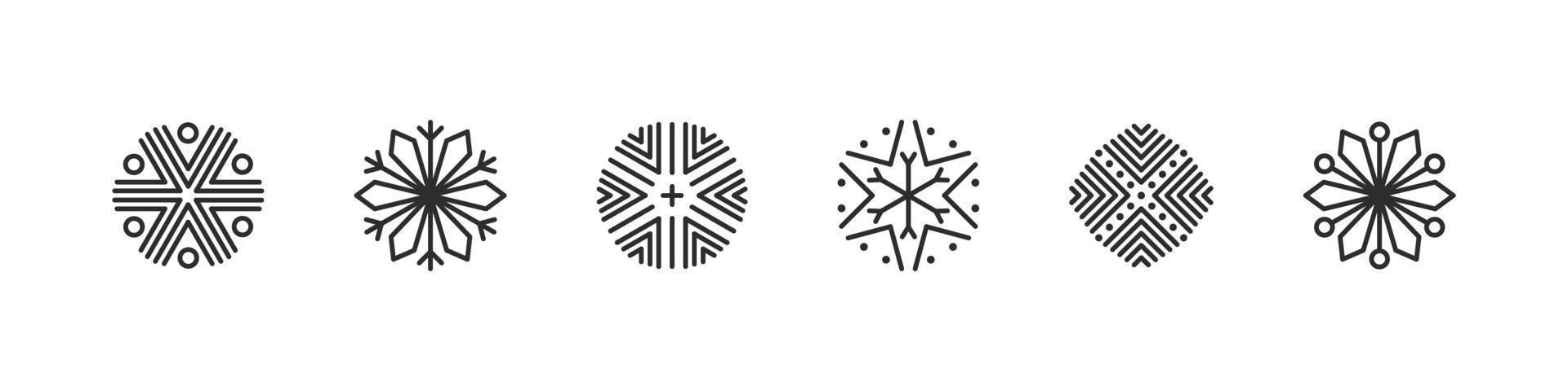 Schneeflocken. moderne weihnachtsikonen. Weihnachtszeichen. Schnee-Ornament-Symbole. Vektor-Illustration vektor