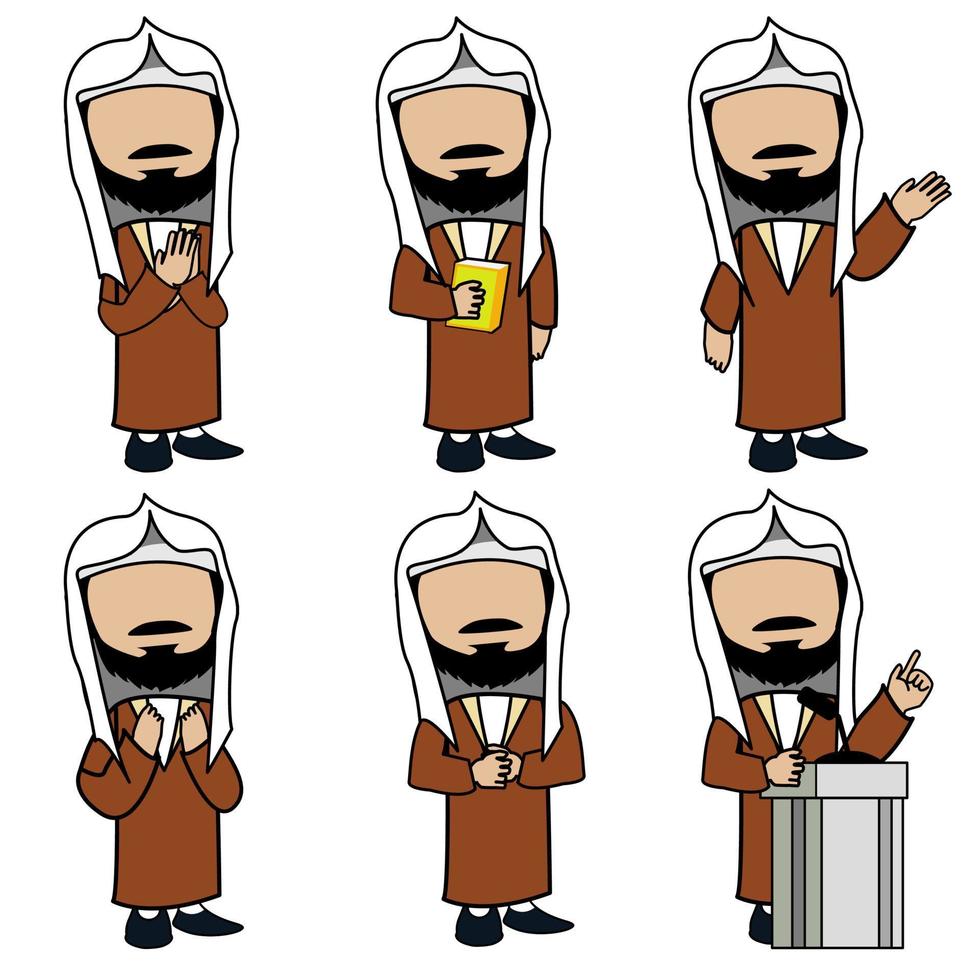 muslimische predigerillustration hält predigten oder vorträge in einer moschee vektor