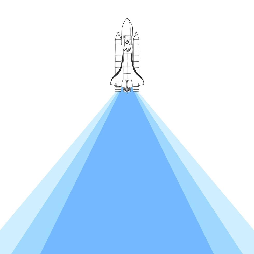 Raketenlichtspur. Shuttle von Hand mit einem Lichtstrahl gezogen. Vektor-Illustration vektor