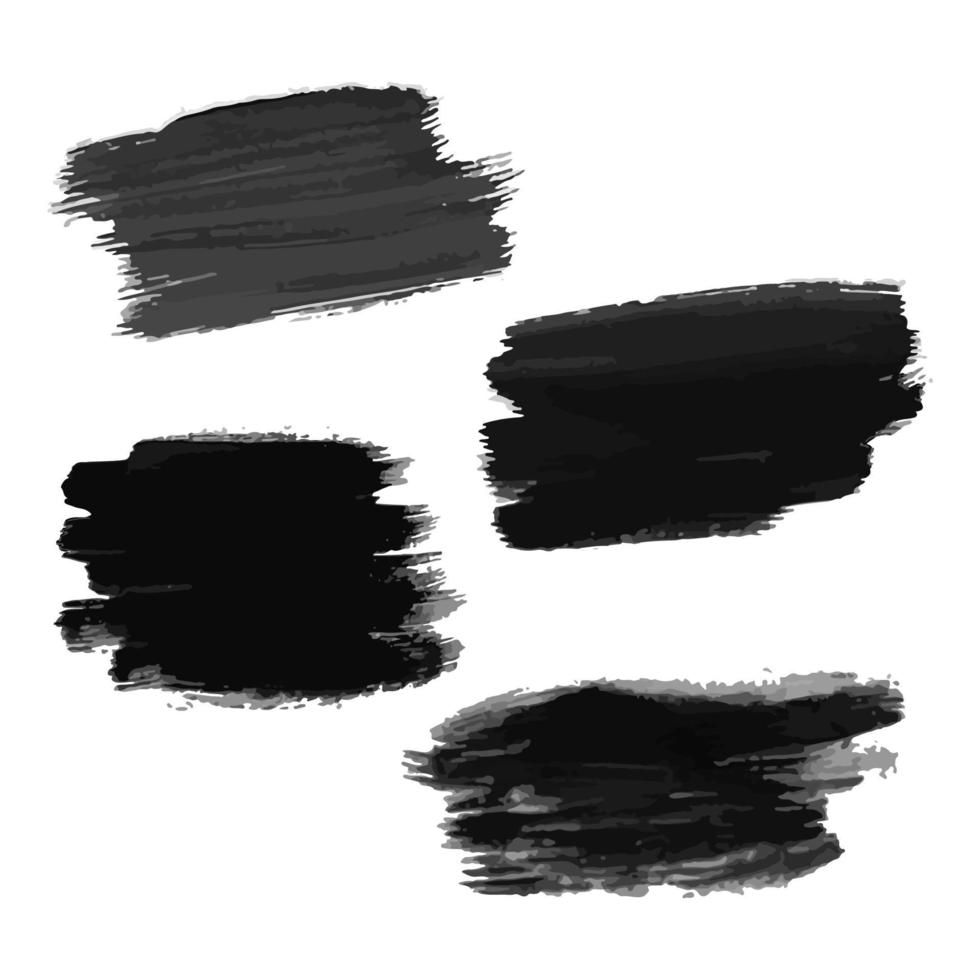 uppsättning av fyra svart hand dragen bläck fläckar. bläck fläckar isolerat på vit bakgrund. vektor illustration