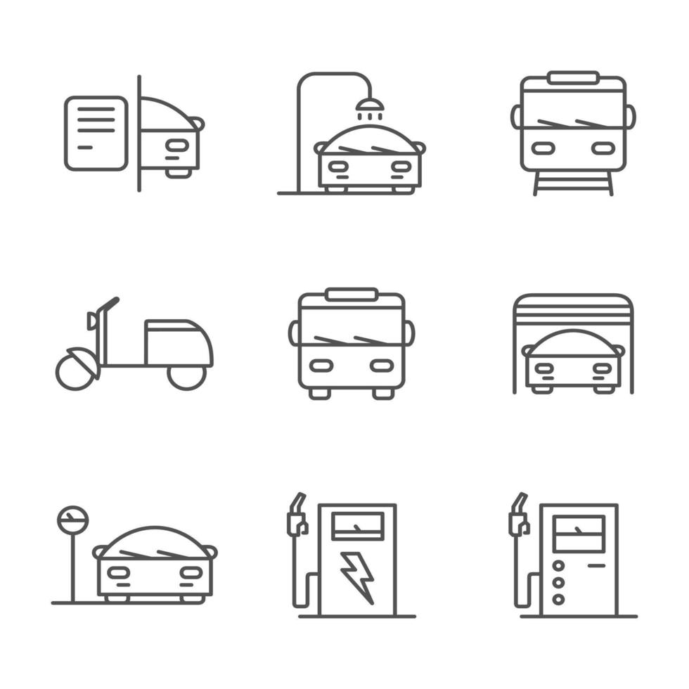 Reihe von Umriss-Auto-Icons. Vektor-Illustration vektor