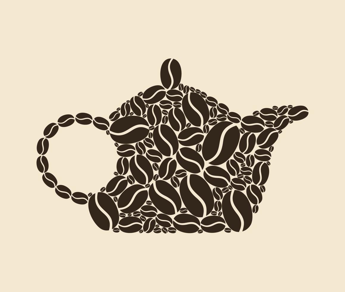 tekanna samlade in från kaffe korn. en vektor illustration