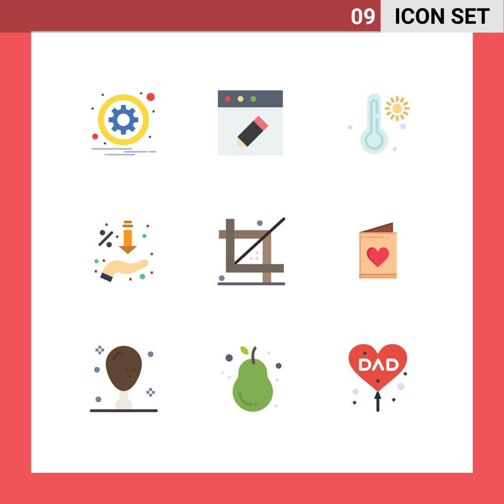 mobile schnittstelle flache farbe satz von 9 piktogrammen der ernte bieten bearbeitbare vektordesignelemente für heiße handprozent vektor