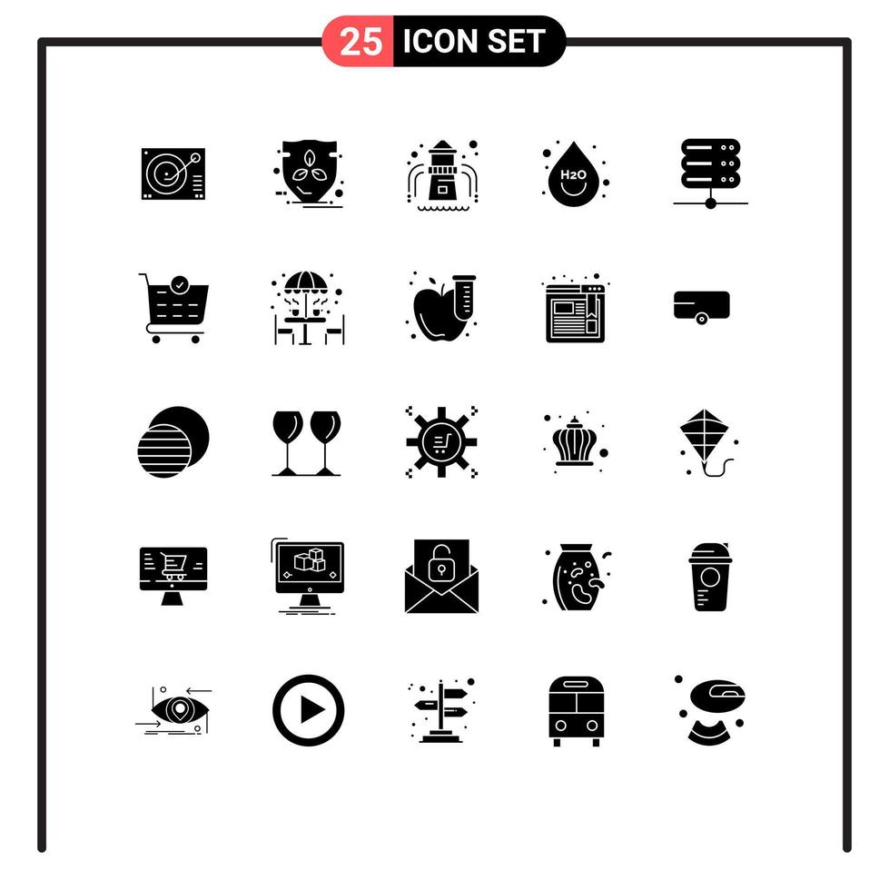 uppsättning av 25 modern ui ikoner symboler tecken för nätverk vatten skydda ho dryck redigerbar vektor design element