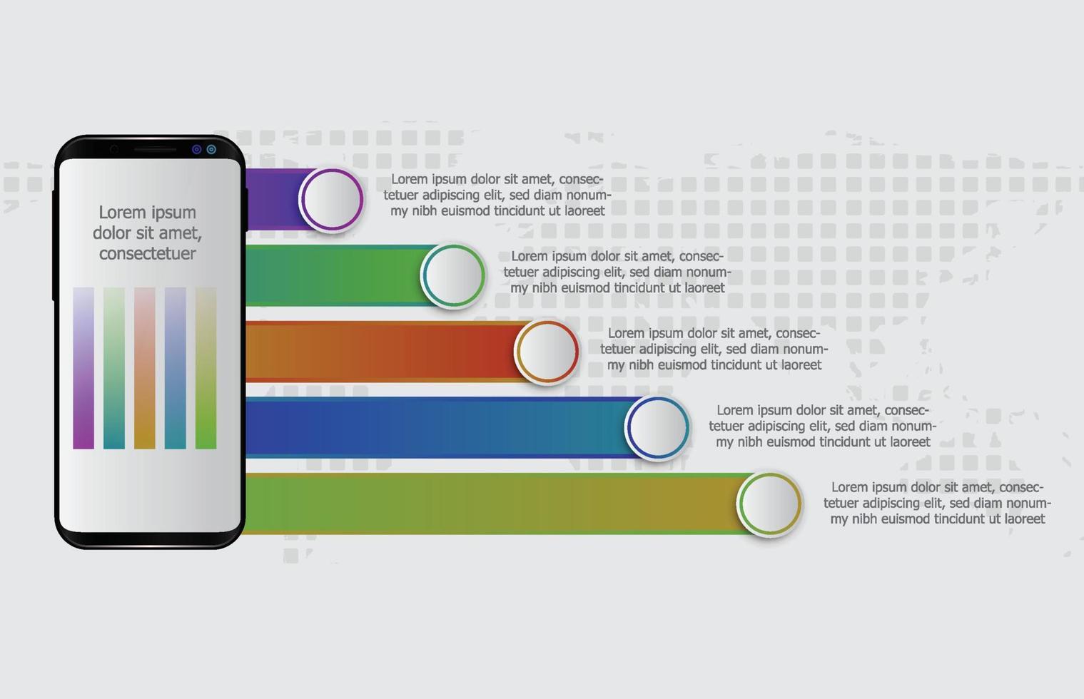 Infografik-Vorlage des Säulendiagrammthemas mit mobilem Tablet-Telefon, Präsentations-Infografik-Vektor vektor