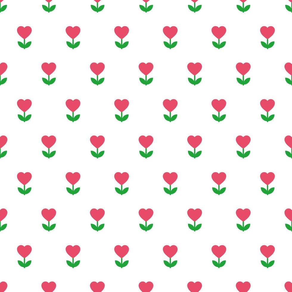 röd och grön hjärta blomma söt enkel grafik, sömlös mönster. vektor