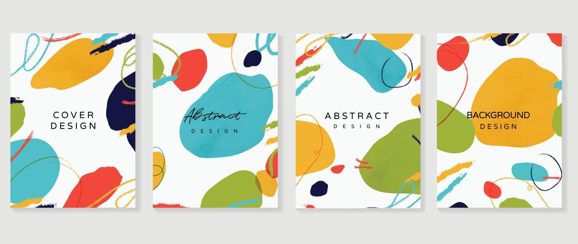 abstrakte Design-Cover-Set-Vektor-Illustration. kreative hintergrundvorlage mit lebendigen aquarellorganischen formen, kritzelfarbe. Design für Grußkarten, Einladungen, Social Media, Poster, Banner. vektor