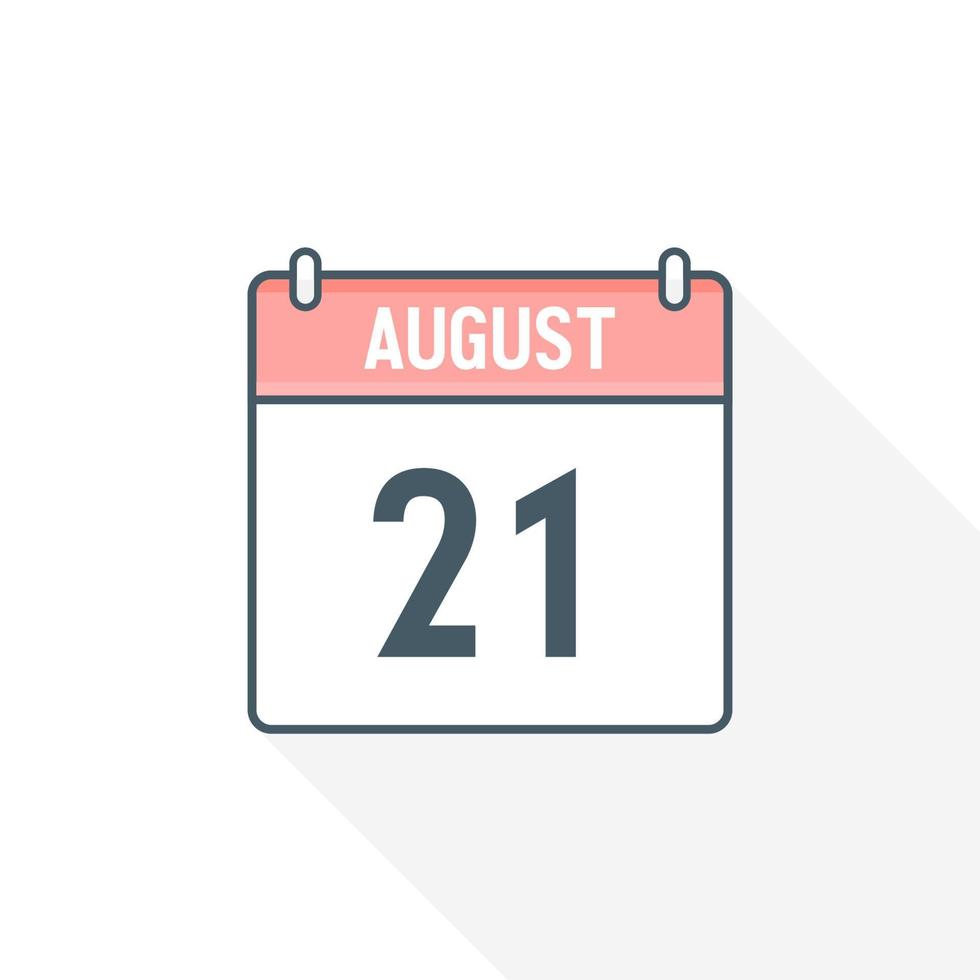 21:e augusti kalender ikon. augusti 21 kalender datum månad ikon vektor illustratör