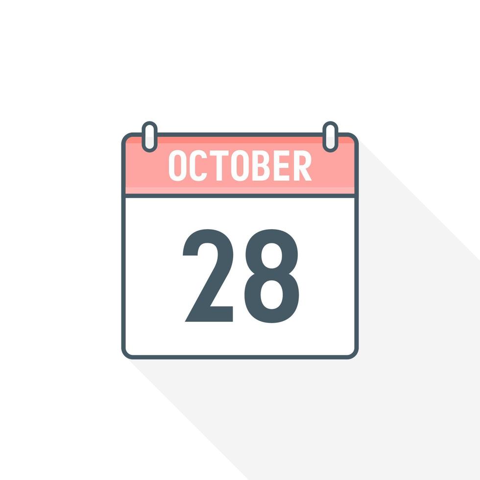 28. Oktober Kalendersymbol. 28. oktober kalenderdatum monat symbol vektor illustrator